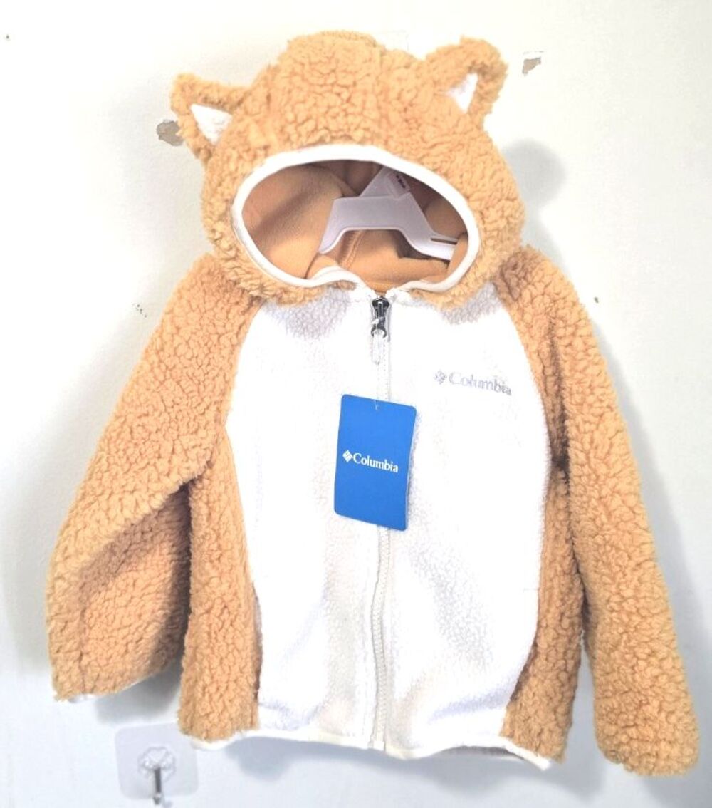 Columbia Foxy Baby Sherpa Fleece Jacket 18–24M Yellow Hooded Bear Ears Zip